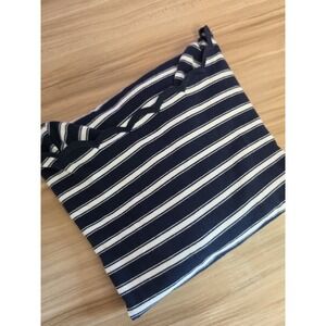 kate spade new york Women's Navy/White Striped Scallop Boat Neck Top Size XS